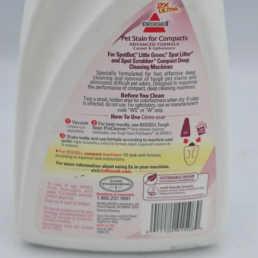 BISSELL 2X Ultra Pet Stain Compact Deep Carpet Cleaning Machine Formula 32oz